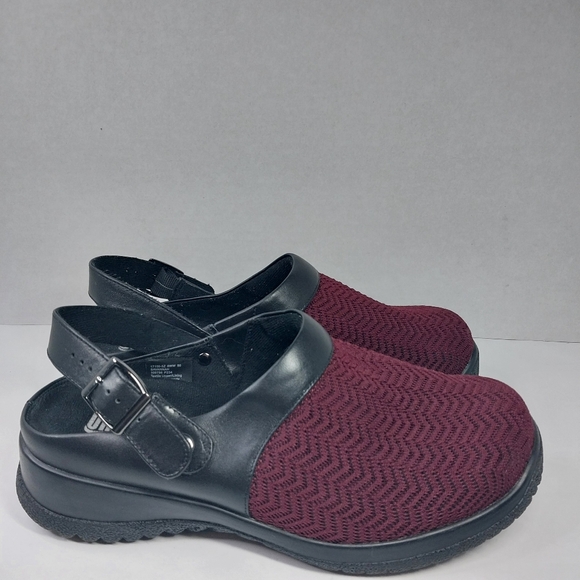 Drew Savannah Womens Size 8 WW Slingback Burgundy Wavy Stretch Clog Shoes - Picture 8 of 12